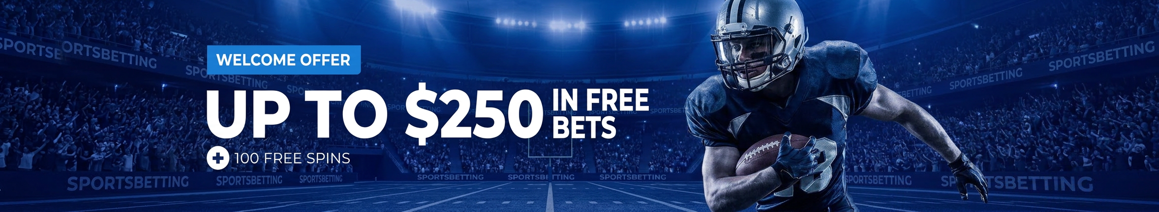 Sportsbetting.ag Welcome Offer — Up to $250 in Free Bets + 100 Free Spins